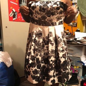 Strapless Floral Party Dress